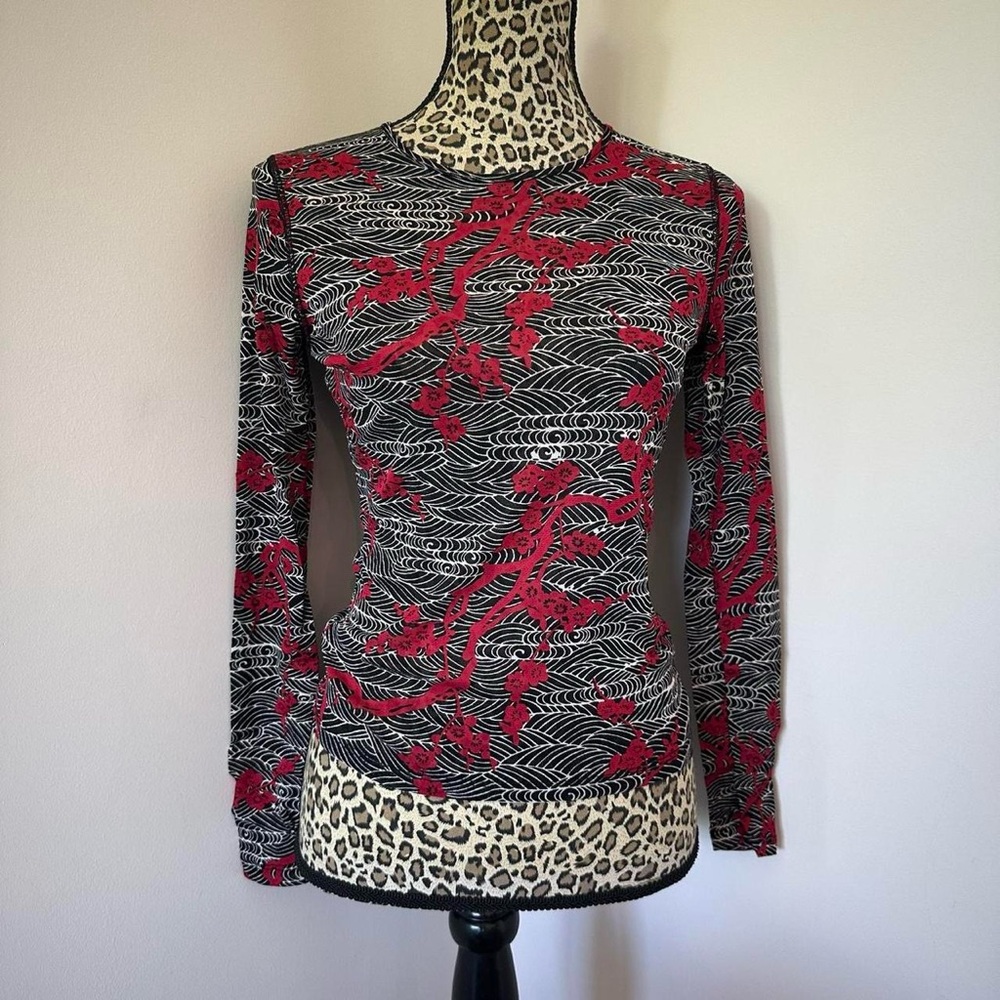 Vintage-Style Long Sleeve Top | Wave & Cherry
Blossom Print